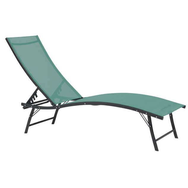 Transat bain de soleil Bahia 5 positions textil&egrave;ne bleu 182x55xH36-92cm