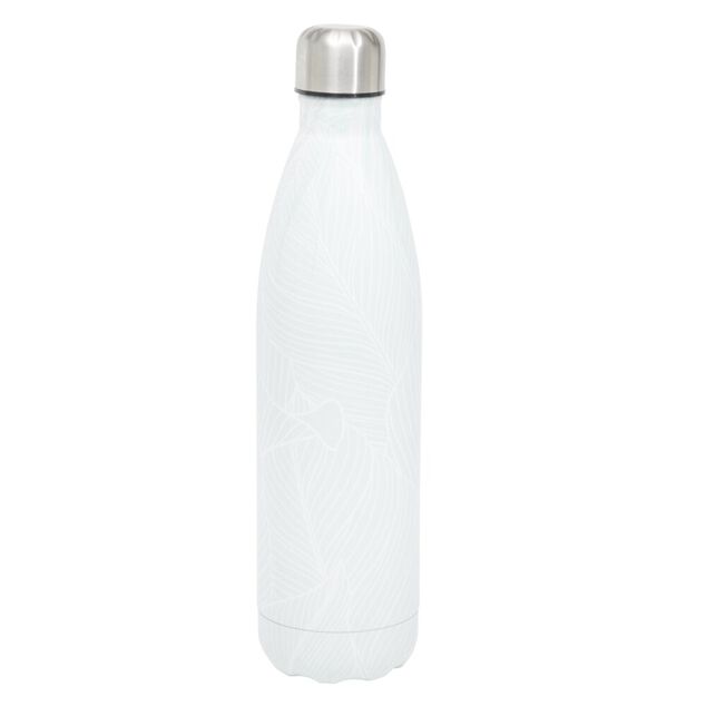 Bouteille isotherme blanc motif feuillage 750ml