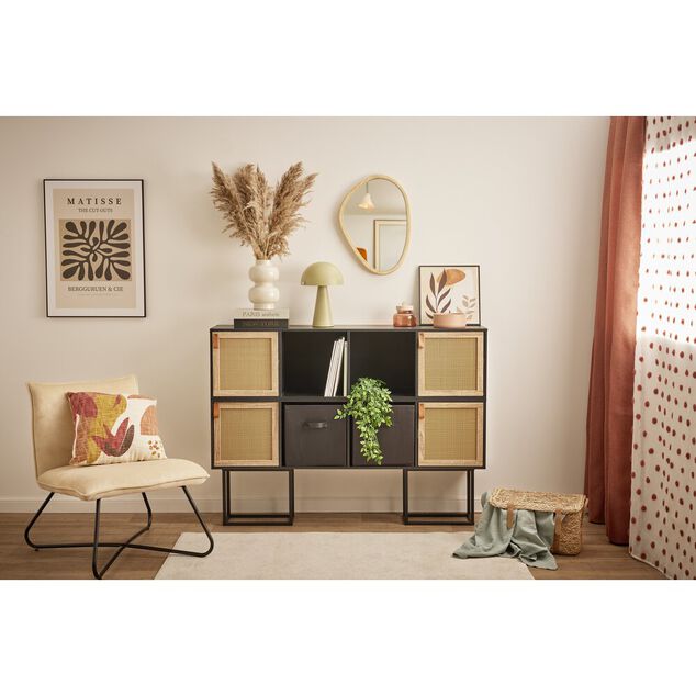 Structure Box Cube 4 cases 35,2x30x137,2cm bois noir