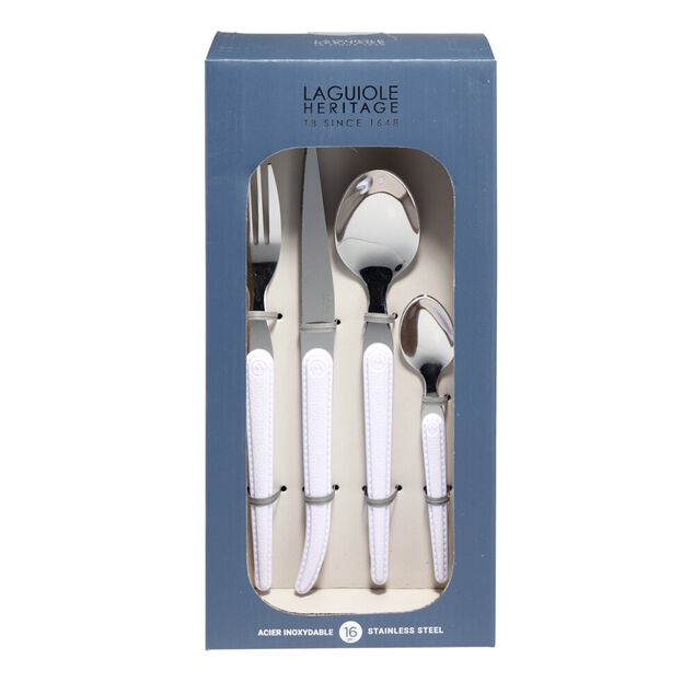Ménagère Laguiole 16 pièces inox blanc