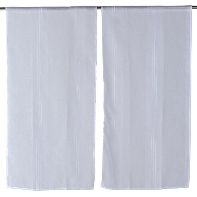 Vitrage droit passe tringle uni blanc 60x120 cm x2