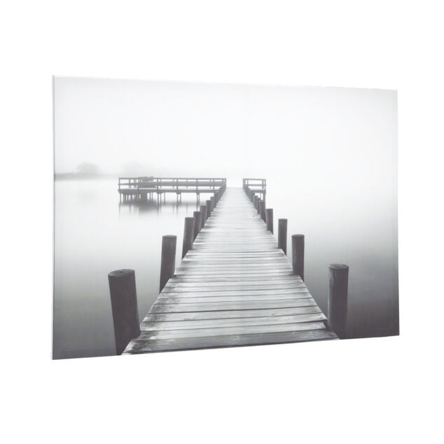 Toile imprim&eacute;e pont bois noir et blanc 70x100cm