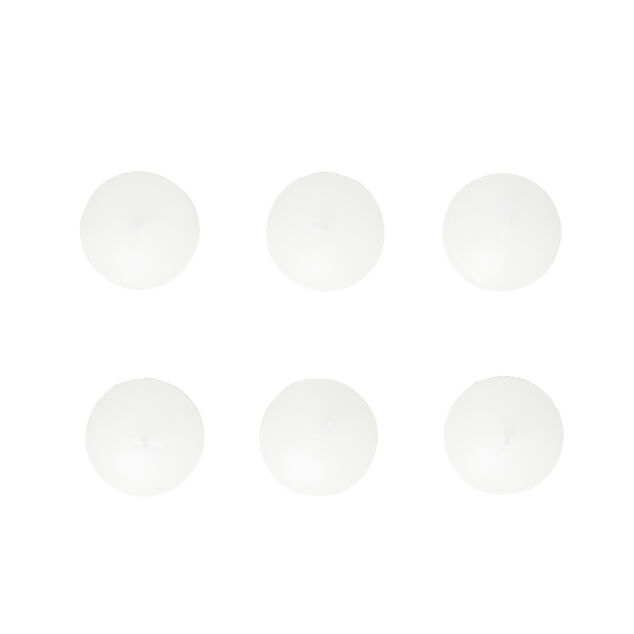 Lot de 6 bougies flottantes cire blanche &Oslash;4,5cm