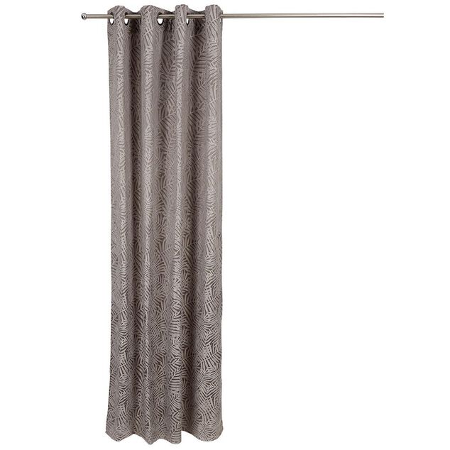 Rideau gris imprim&eacute; feuilles 100% polyester 140x240cm