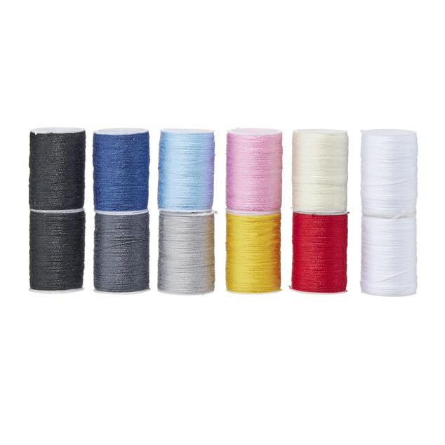 Set de 12 bobines de fil &agrave; coudre 12 couleurs