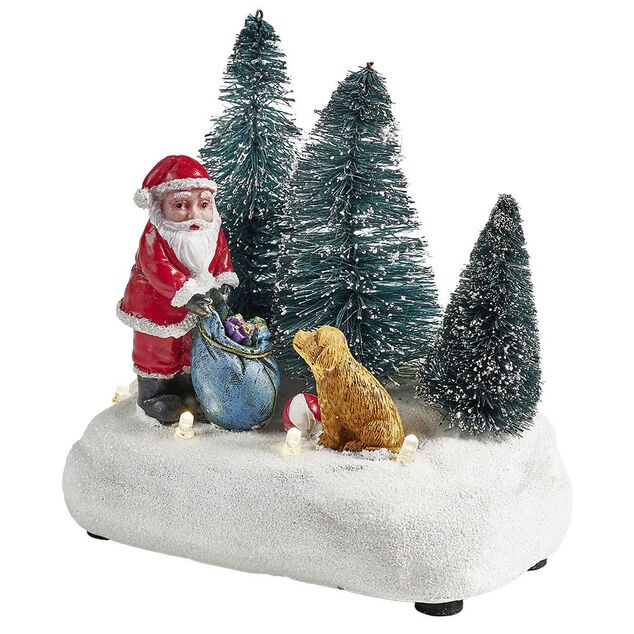 Sc&eacute;nette lumineuse P&egrave;re-No&euml;l avec cadeaux Village de No&euml;l