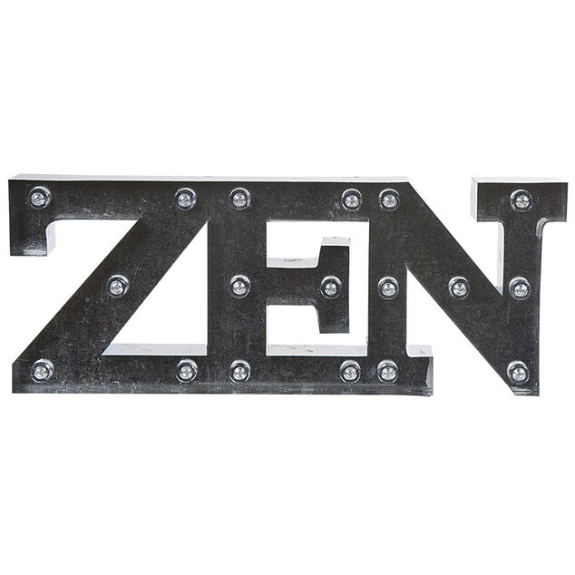 D&eacute;coration lumineuse LED mot ZEN effet zinc gris