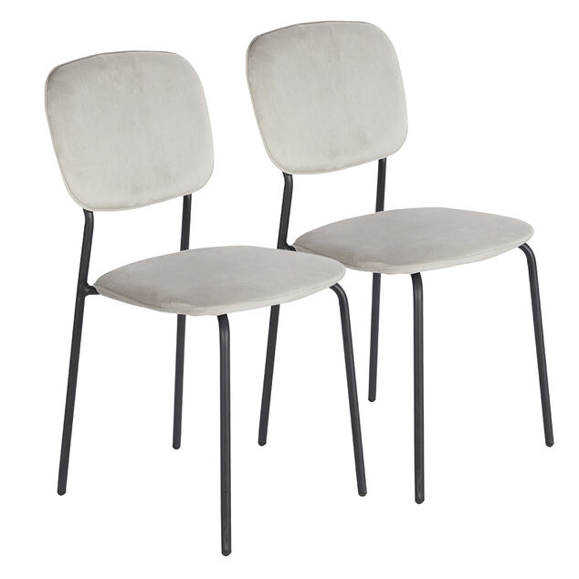 Chaise velours Morgane gris 49x45xH86cm x2