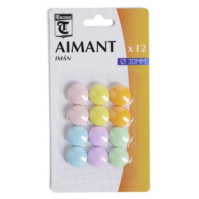 Lot de 12 aimants magn&eacute;tiques 6 couleurs