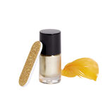Boule de No&euml;l transparente &Oslash;8cm avec lime et vernis &agrave; ongles dor&eacute;