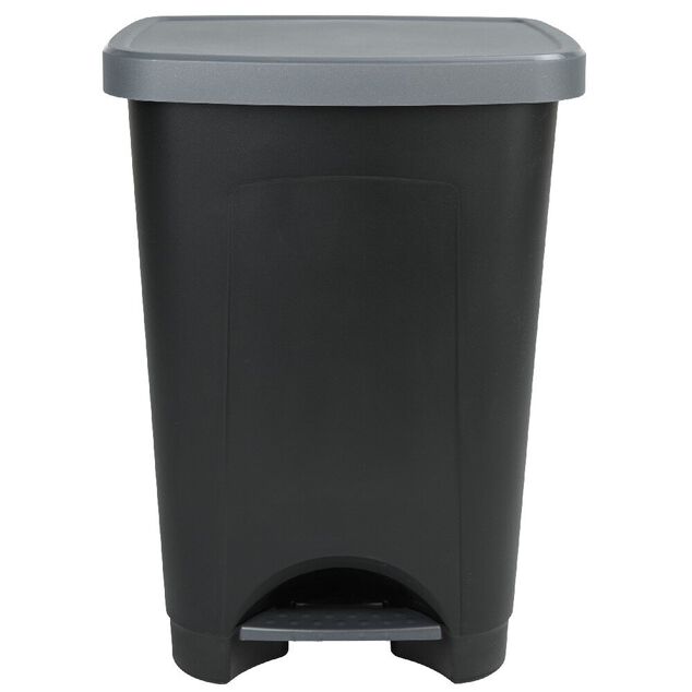 Poubelle &agrave; p&eacute;dale 50 L noir et gris