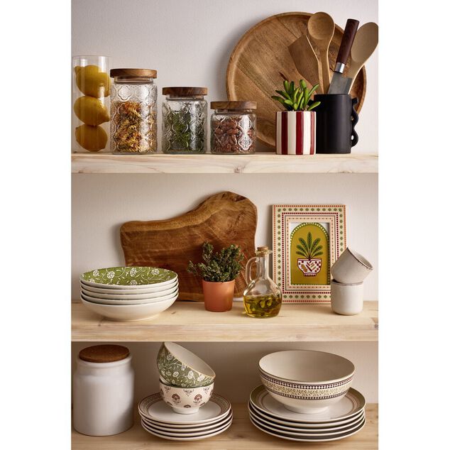 Bocal x3 verre transparent avec couvercle bois acacia 560/770/1000ml