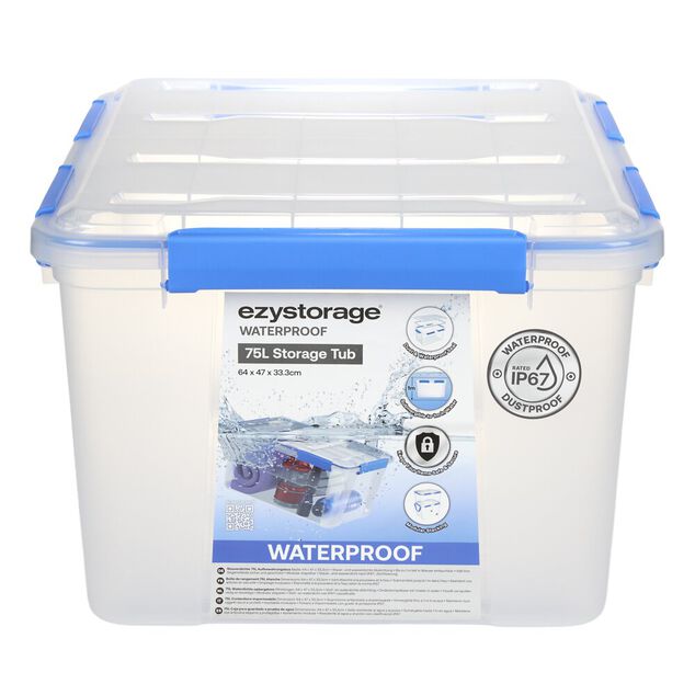 Bo&icirc;te de rangement 75L herm&eacute;tique &eacute;tanche transparente