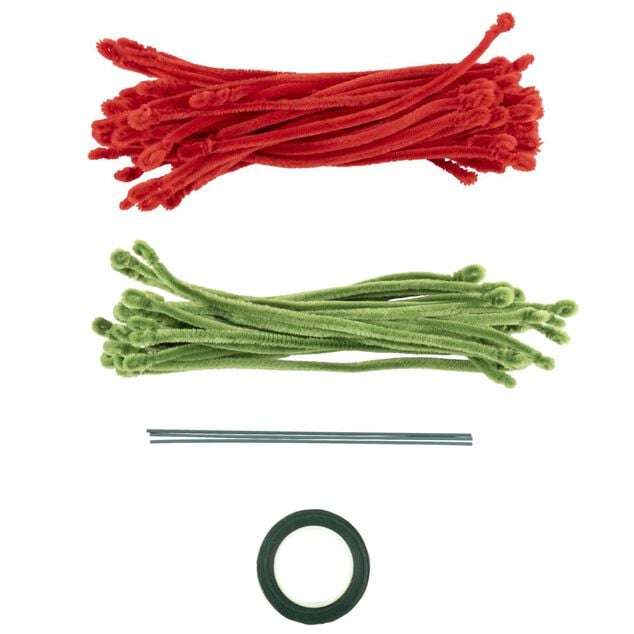 Kit cr&eacute;atif fil chenille fleur &agrave; confectionner L36cm (3 mod&egrave;les)