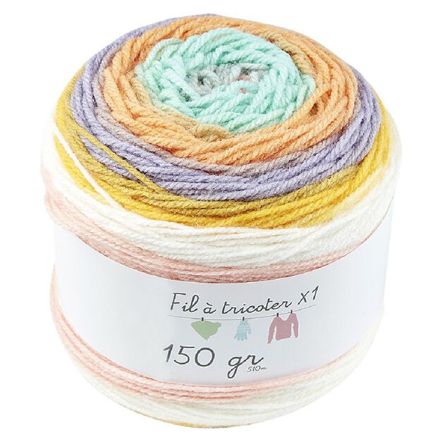 Pelote de laine acrylique ton jaune 150g