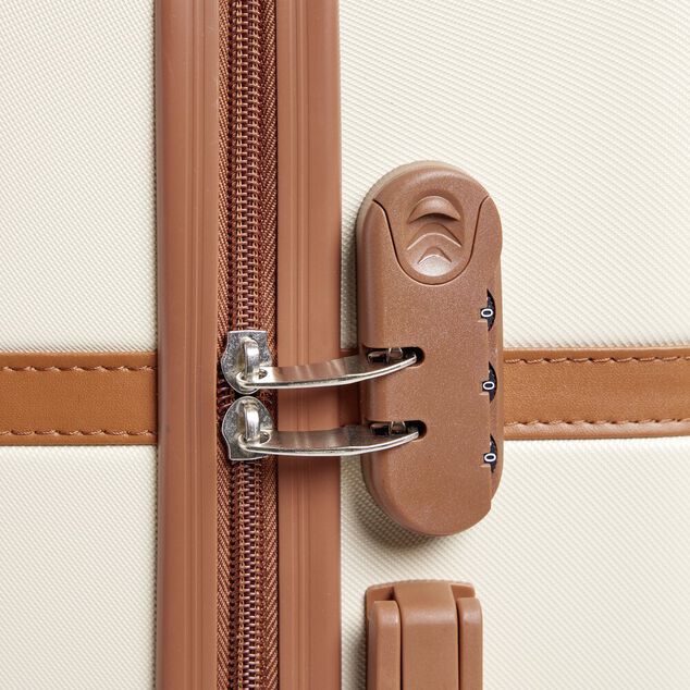 Valise cabine 95L plastique ABS beige avec cadenas &agrave; combinaison 4 chiffres