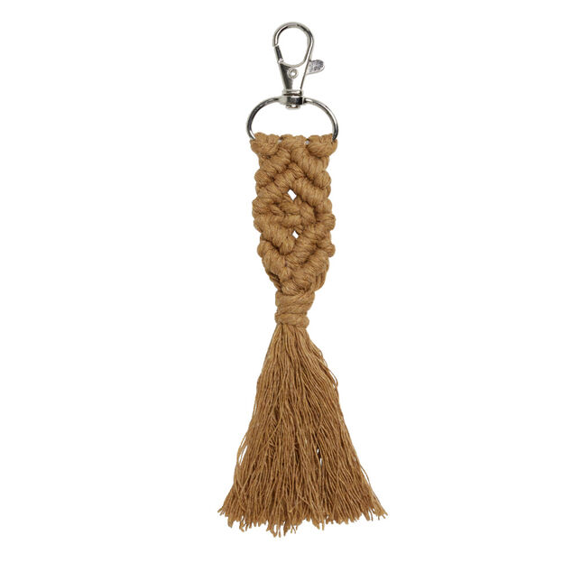 Porte cl&eacute; pompon macram&eacute; avec mousqueton - 3 coloris