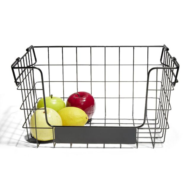 Panier superposable taille M m&eacute;tal noir 34,5x24x19cm