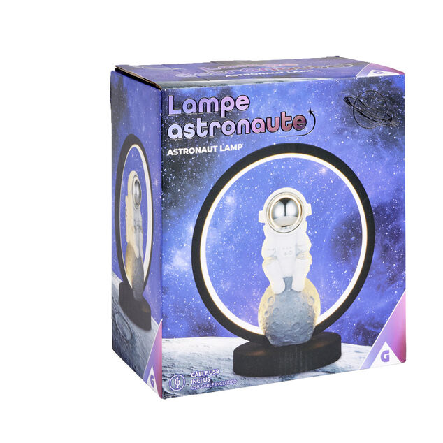 Lampe cercle lumineux avec astronaute 20x12xH22cm