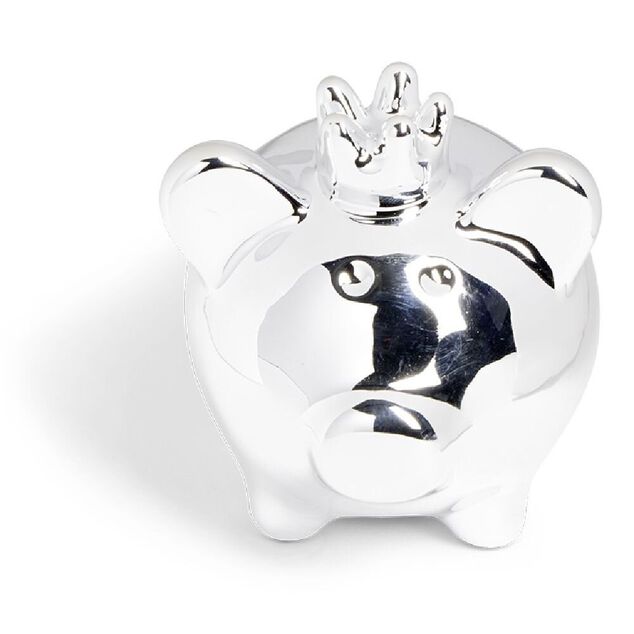 Tirelire cochon argent&eacute; 9x7xH8,3cm