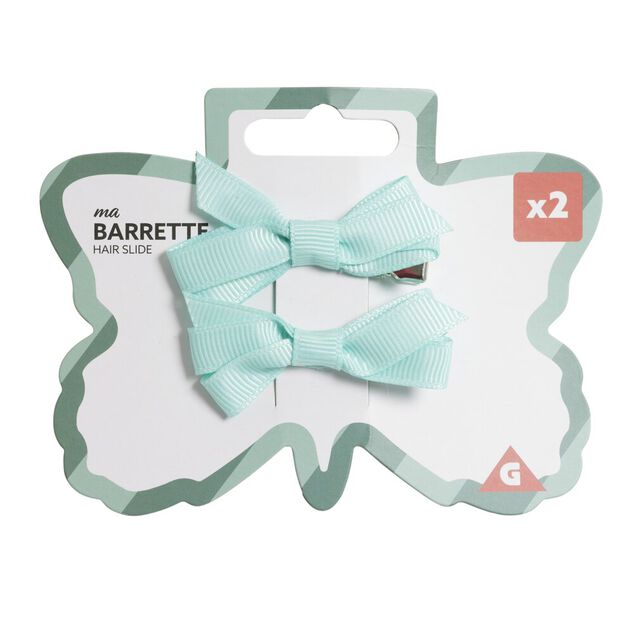 Barrette à cheveux x2 mini noeud tissu pastel 2x5cm (4 modèles)