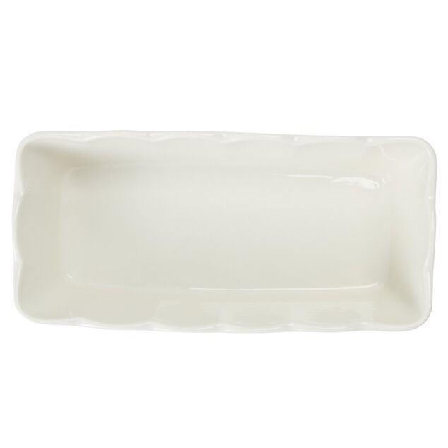 Moule &agrave; cake rectangulaire en c&eacute;ramique bord festonn&eacute; 28x13xH9cm (2 mod&egrave;les)