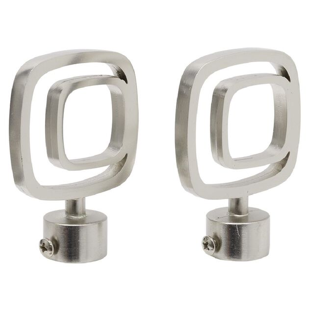 Embout tringle à rideau Ø20mm carré ajouré aluminium brossé x2