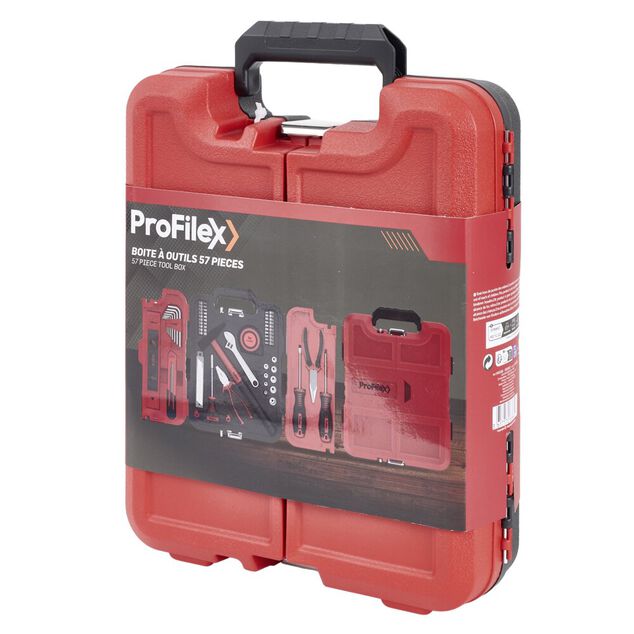 Mallette &agrave; outils 57 pi&egrave;ces Profilex rouge et noire