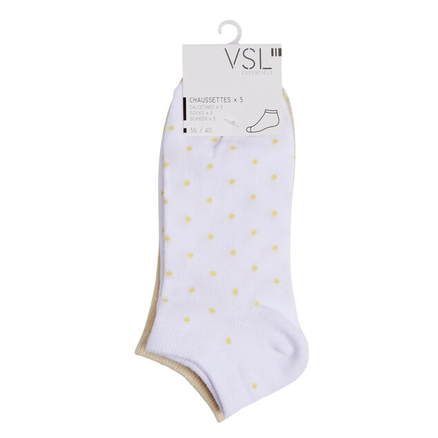Chaussettes femme tige courte polycoton 3 paires 36/40