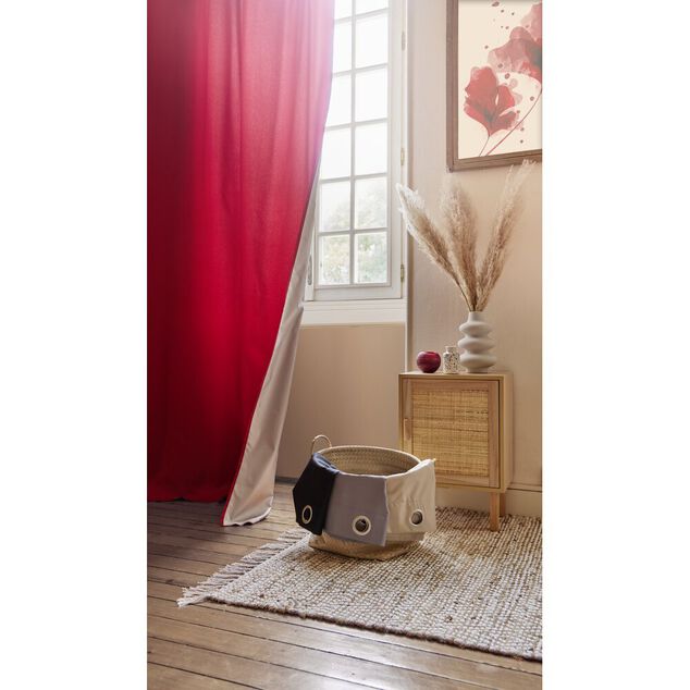 Rideau thermique 8 oeillets noir uni