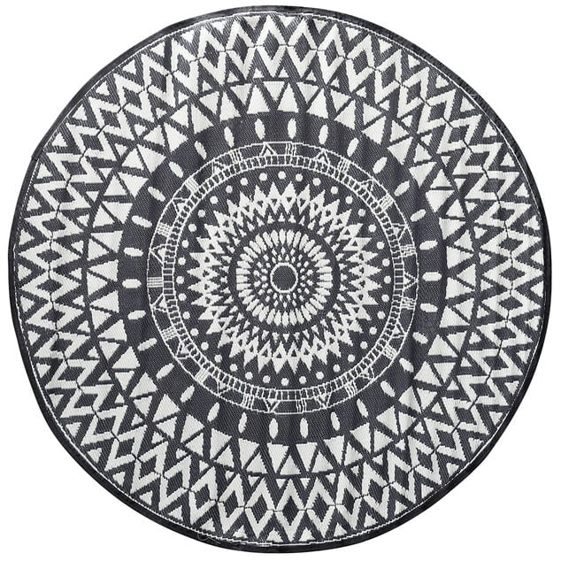 Tapis de jardin Jaipur blanc et noir &Oslash;180cm