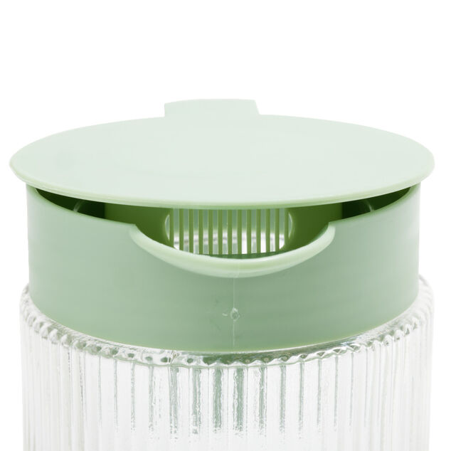 Pichet en verre et plastique vert avec 4 verres