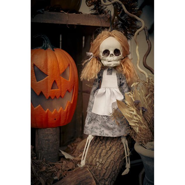 Poup&eacute;e Halloween squelette &agrave; suspendre H44cm (2 mod&egrave;les)