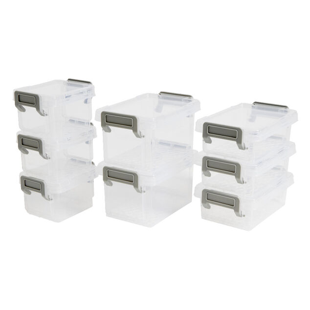 Lot de 8 boîtes de rangement 3 tailles plastique transparent - 2 modèles
