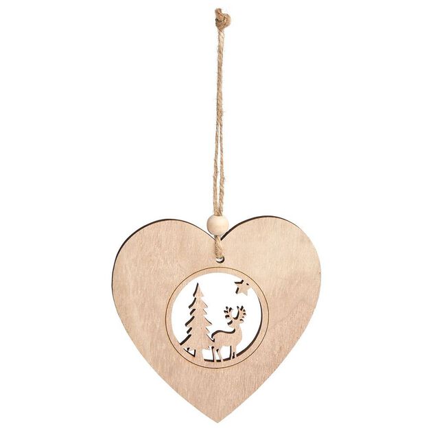 D&eacute;coration de No&euml;l &agrave; suspendre en bois 12xH12cm - 3 mod&egrave;les