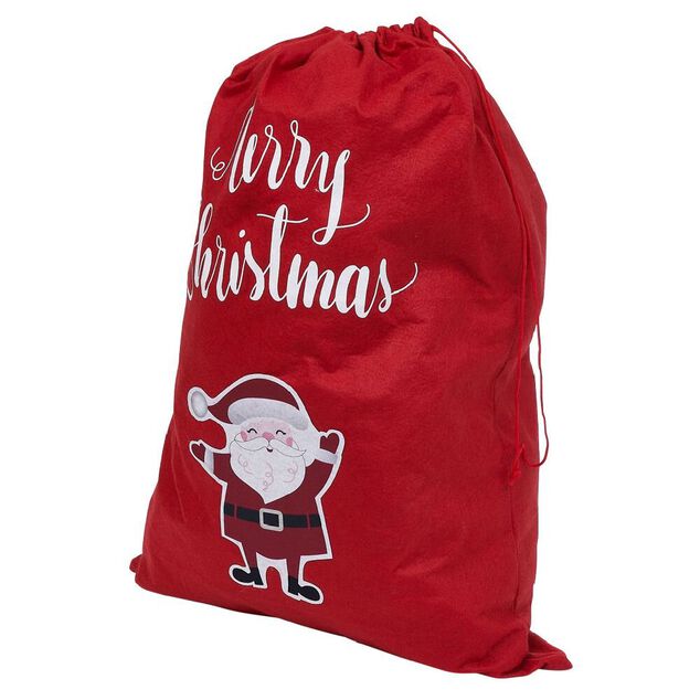 Sac cadeau hotte en feutrine rouge motif No&euml;l