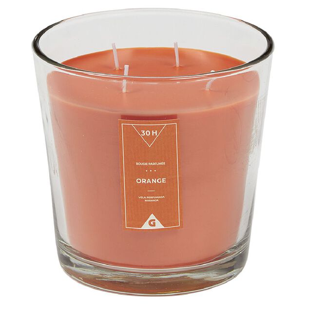 Bougie dans verre orange &Oslash;13,5 cm