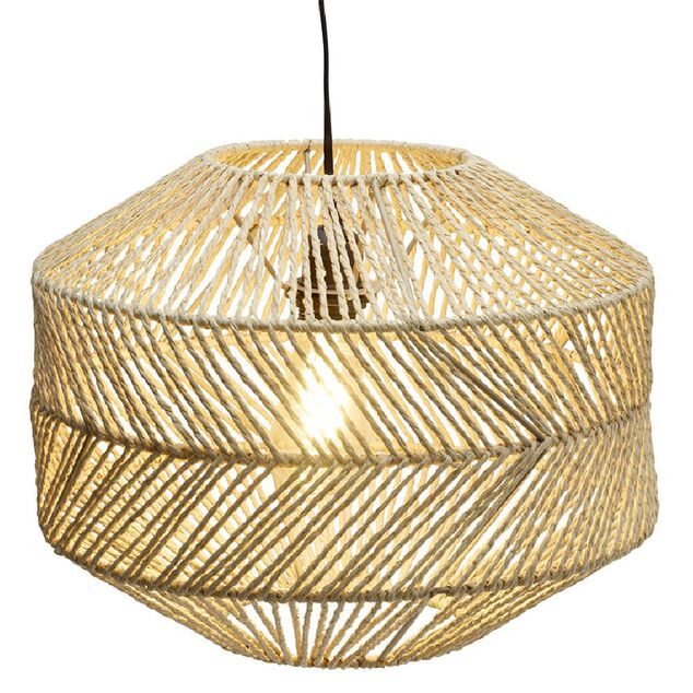 Luminaire &agrave; suspension filaire cordelette effet naturel &Oslash;38xH30cm