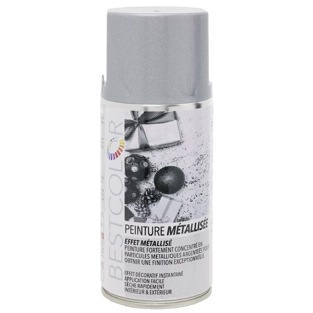 Peinture a&eacute;rosol effet m&eacute;tal Argent m&eacute;tallis&eacute; 300 ml