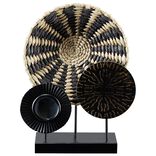 D&eacute;co &agrave; poser ethnique 3 galettes 1 miroir naturel et noir