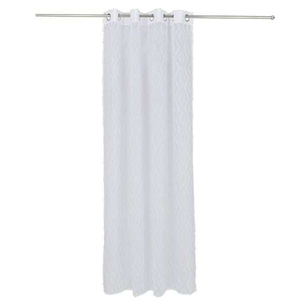 Voilage polyester 140x240cm tuffet&eacute; blanc