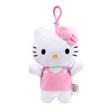 Peluche Hello Kitty avec clip H18cm (2 mod&egrave;les rose ou rouge)