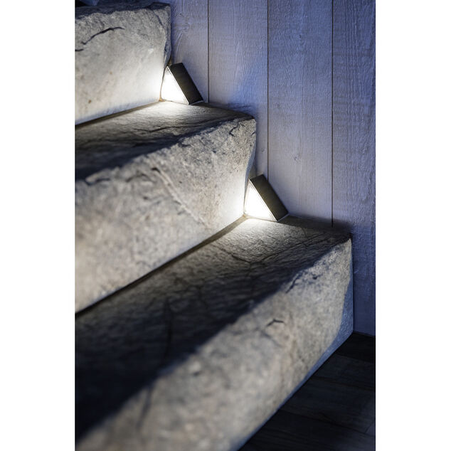 Lampe solaire noire x2 pour escalier 9LED 8,5x5,5xH5,5cm