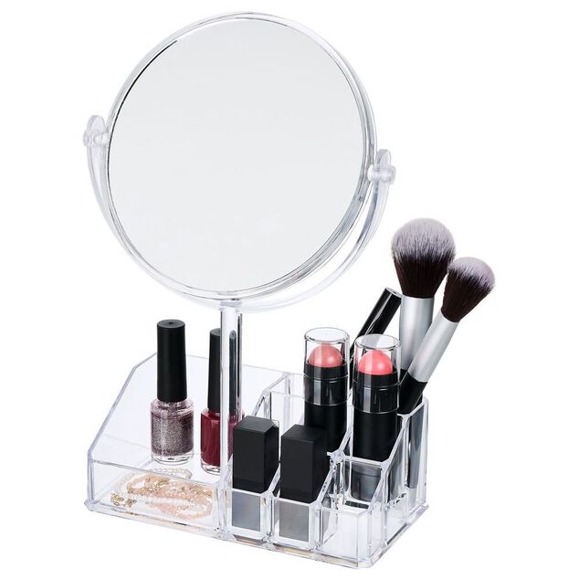 Rangement cosmétique miroir 9 compartiments 20x15xH5cm