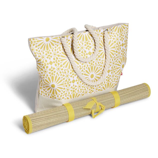 Sac de plage 48x29cm et natte 180x60cm Funky polyester et paille