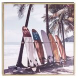 Cadre d&eacute;co en bois photo planche de surf 30x30cm