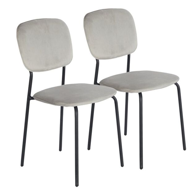 Chaise velours Morgane gris 49x45xH86cm x2