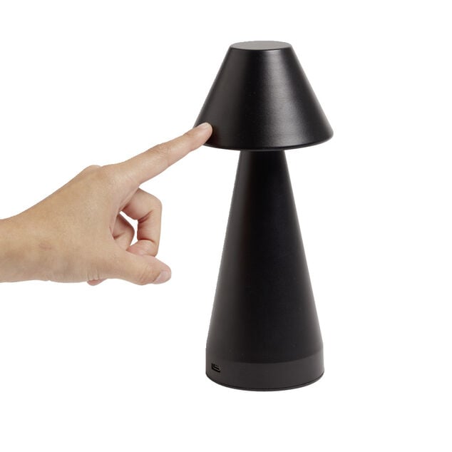 Lampe de table Conni USB tactile noire &Oslash;9,5xH22,5cm