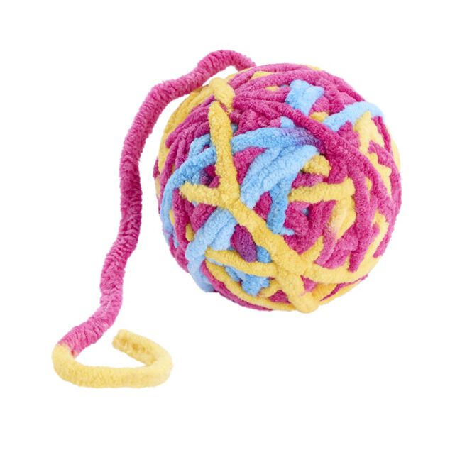 Balle pour chat forme pelote laine multicolore &Oslash;6,5cm