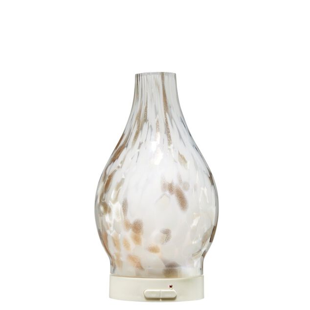 Diffuseur d'huile essentielle &eacute;lectrique en verre blanc avec LED &Oslash;12xH22cm